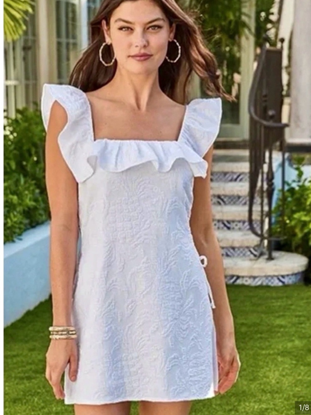 Lilly Pulitzer Zoya White Ruffle-Shoulder Mini Dress